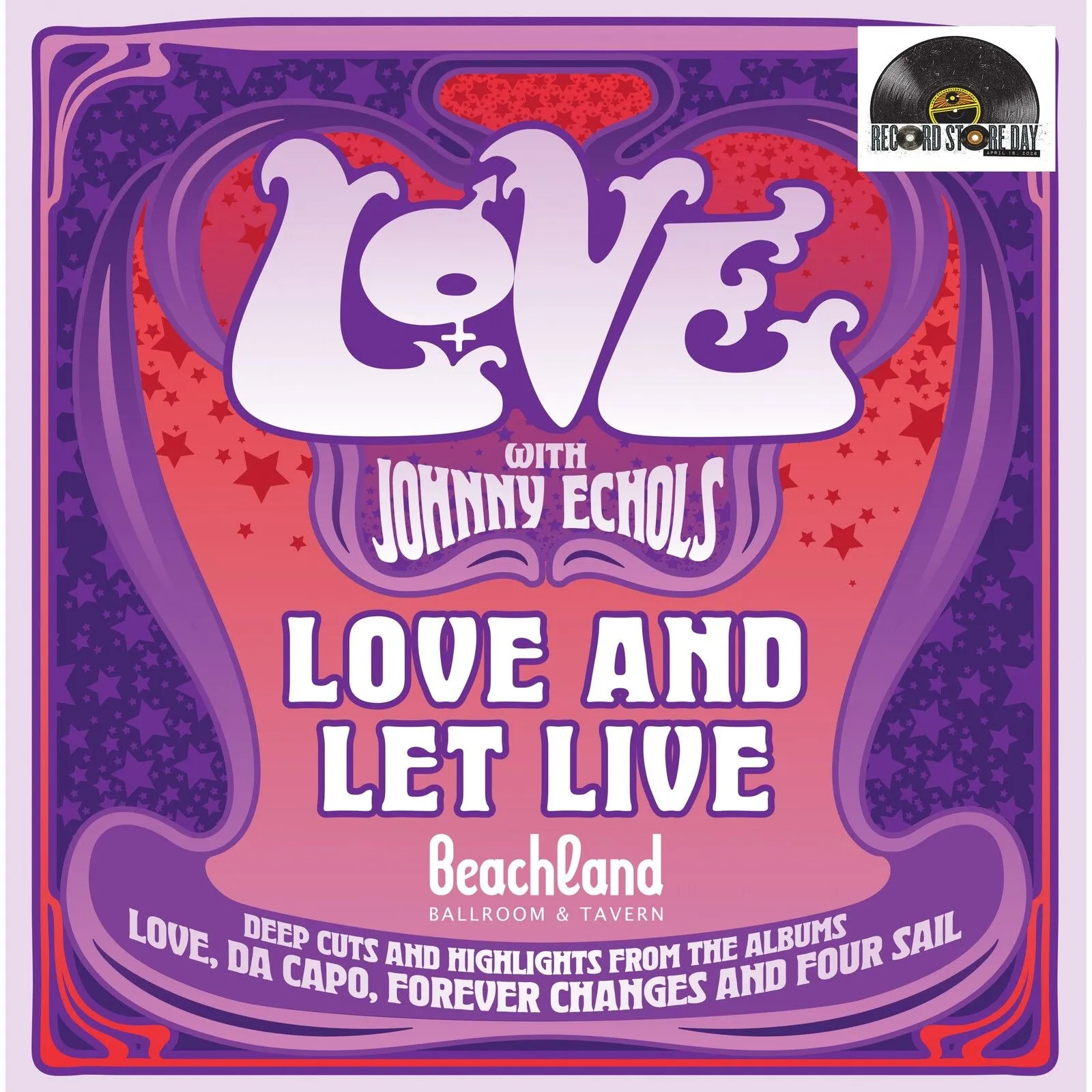 Love With Johnny Echols - Love & Let Live: Live LP (180g-cream white vinyl)