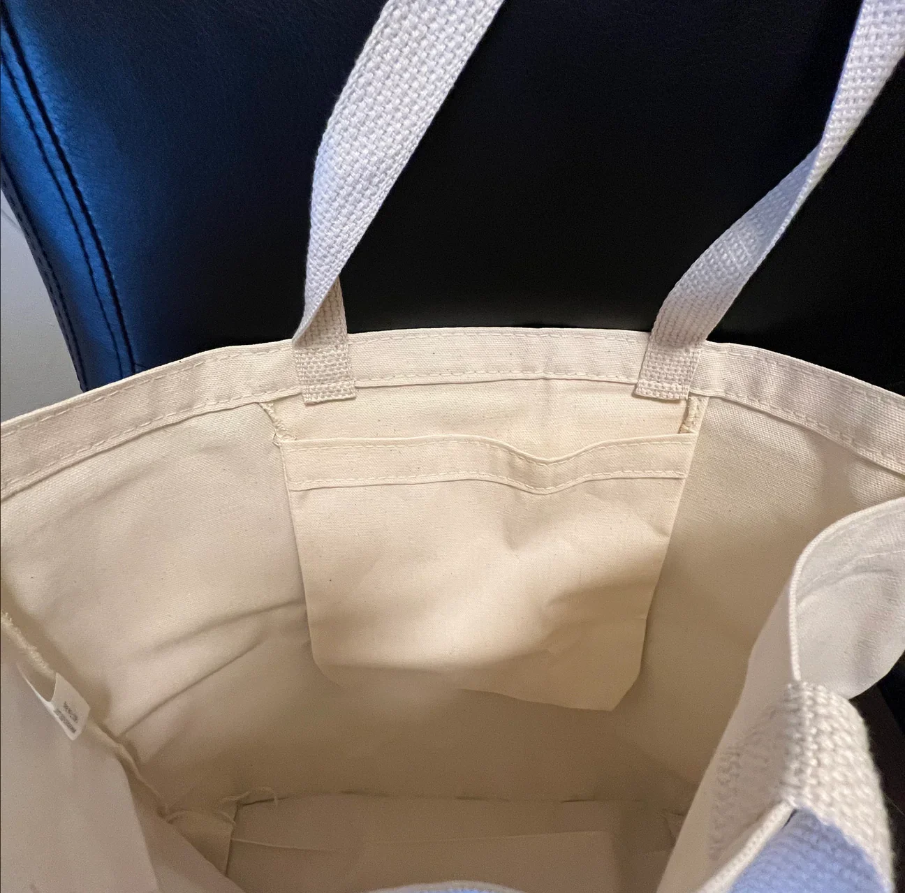 MF Doom Jumbo Tote Bag - Orange Tag on White Tote - Image 2