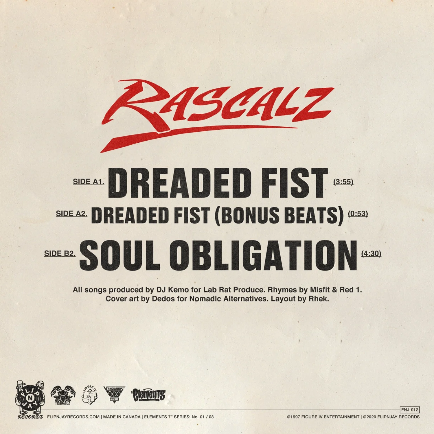 Rascalz - Dreaded Fist / Soul Obligation 7-Inch - Image 2
